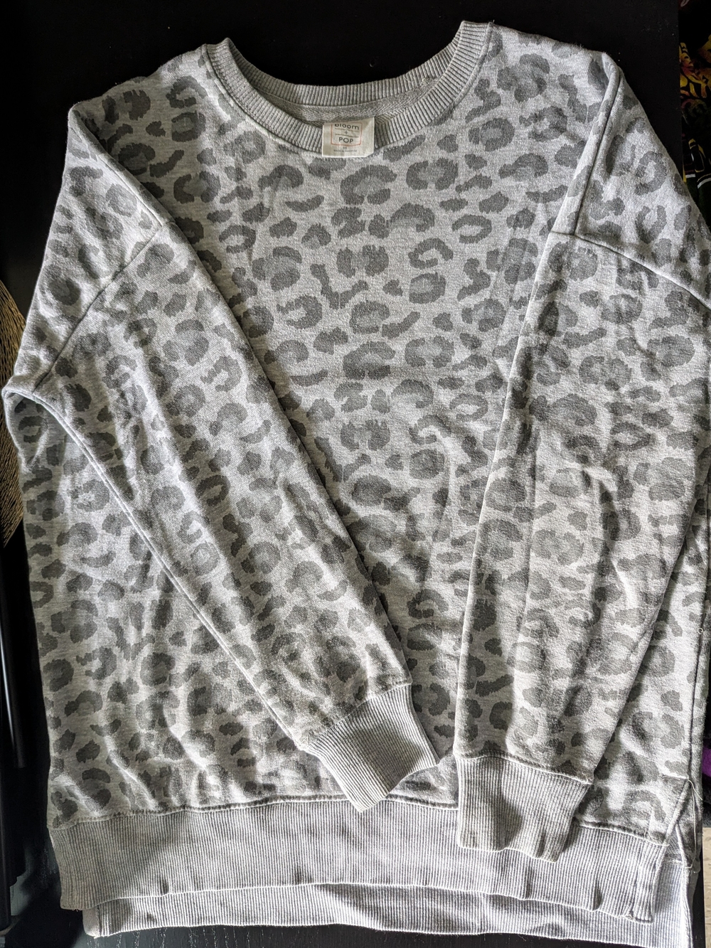 Bloom+Pop Grey Leopard Print Sweater